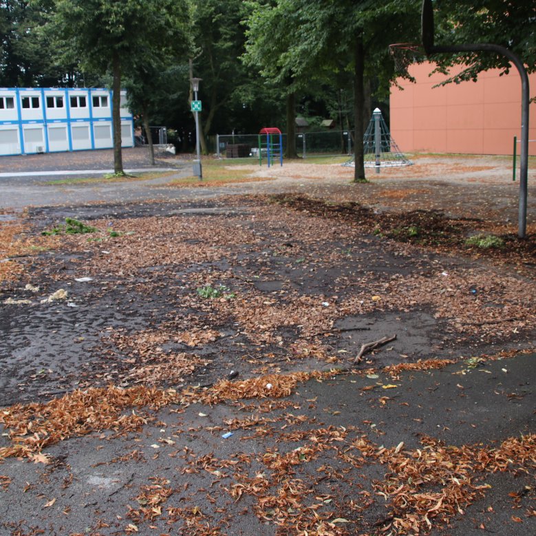 the empty space where a container once stood